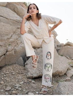 Babli - Women Cream Embroidered Co-ord Set