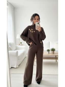 Loveable Creations By Muskan - Brown Jora Luxe Embellished Co-Ord Set