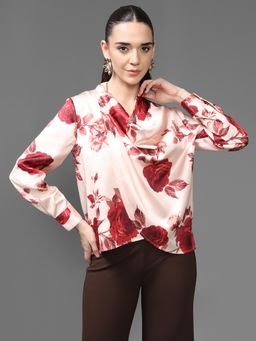 Kazo - Women Floral Printed Cowl Neck Top