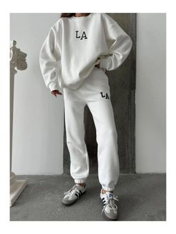 Loveable Creations By Muskan - Grey La Fleece Sweatshirt and Jogger Set