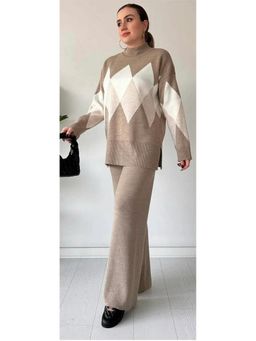 Loveable Creations By Muskan - Beige Nordic Charm Knitwear Sweater and Pant