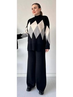 Loveable Creations By Muskan - Black Nordic Charm Knitwear Sweater and Pant