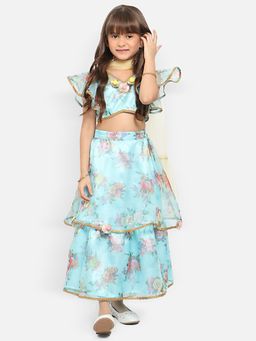 Nautinati - Girls Floral Printed Ready To Wear Lehenga Choli with Dupatta (Set of 3)