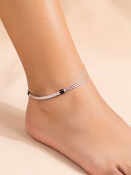 925 SILLER - 925 Pure Silver The Woven Horizon Layered Silver Anklet