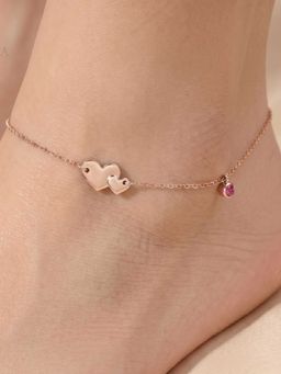 925 SILLER - 925 Pure Silver The Inseparable Puzzle Heart Anklet