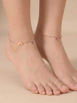 925 SILLER - 925 Pure Silver The Soulmate Puzzle Heart Anklet (Pack of 2)