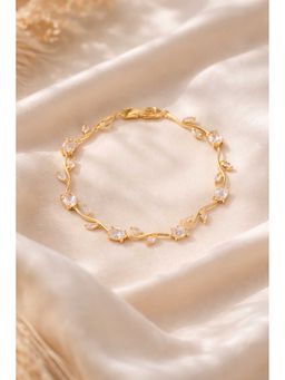 VIEN - White Stainless Steel Gold Plated Stones Bracelet