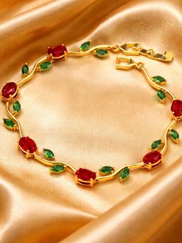 VIEN - Multi-Color Stainless Steel Gold Plated Stones Bracelet