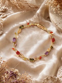 VIEN - Multi-Color Stainless Steel Gold Plated Stones Bracelet