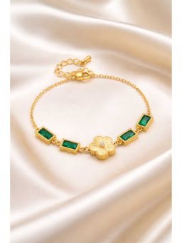 VIEN - Green Stainless Steel Gold Plated Stones Bracelet
