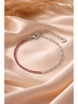 VIEN - Pink Stainless Steel Silver Plated Stones Bracelet