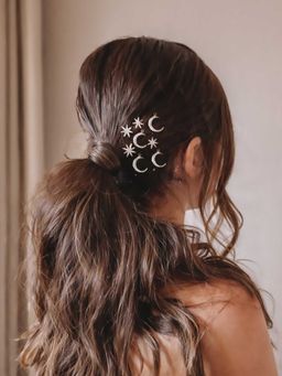 Hair Drama Co. - Celestia Silver Star and Moon Hair Pins - Set of 8