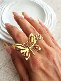 TAAHIRA JEWELLERY - 18K Gold Plated Butterfly Adjustable Ring