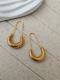 TAAHIRA JEWELLERY - 18K Gold Plated Trendy Safety Pin Hoop Earrings