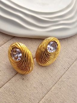 TAAHIRA JEWELLERY - 18K Gold Plated Ava Zircon Stud Earrings