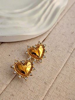 TAAHIRA JEWELLERY - 18K Gold Plated Camila Zircon Heart Earrings