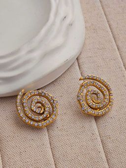 TAAHIRA JEWELLERY - 18K Gold Plated Luke Twirl Zircon Stud Earrings