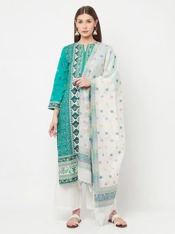 Safaa - Women Cotton Woven Design Unstitched Dress Material with Contrast Dupatta (Set of 3)