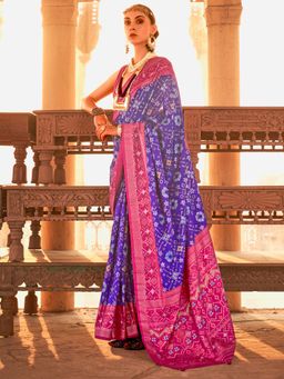 Akhilam - Women Silk Blend Purple Woven Design Designer Saree With Unstitched Blouse Piece