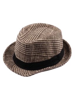 The Tie Hub - Houndstooth Brown Fedora Hat