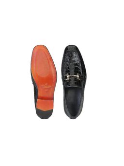 SHUTIQ - Barek Croco Coal Textured Black Loafers