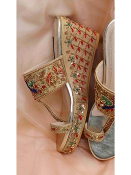 Shradha Hedau Footwear Couture - Inara Gold Wedges Heels