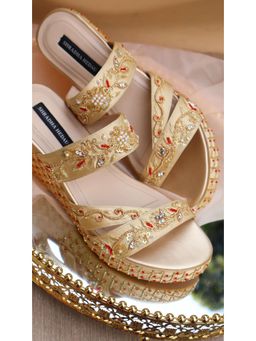 Shradha Hedau Footwear Couture - Sunheri Gold Wedges