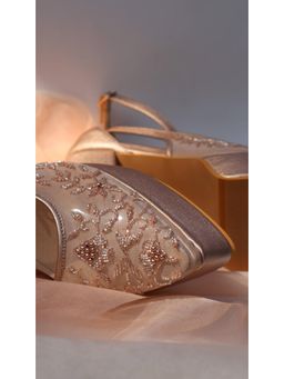 Shradha Hedau Footwear Couture - Asther Peach Wedges Heels