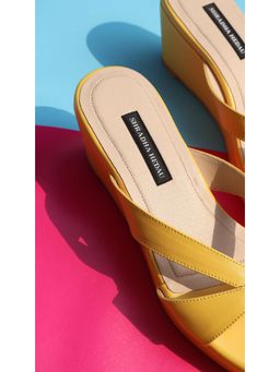 Shradha Hedau Footwear Couture - Maya Mustard Wedges Heels