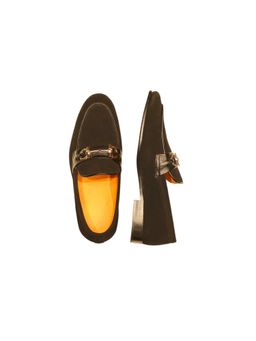 SHUTIQ - Baoli Sterling Bar Black Suede Loafers