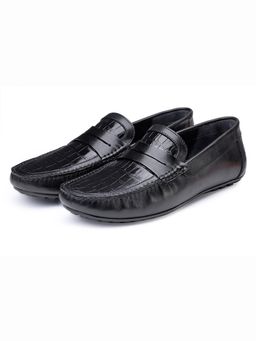 SHUTIQ - Baran Croco Coal Loafers