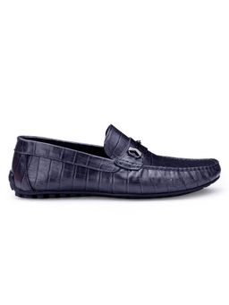 SHUTIQ - Baran Croco Horsebit Blue Loafers