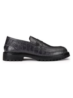 SHUTIQ - Barbados Croco Black Lather Loafers