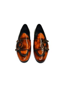 SHUTIQ - Batwing Double Monk Tan Burnished Shoes