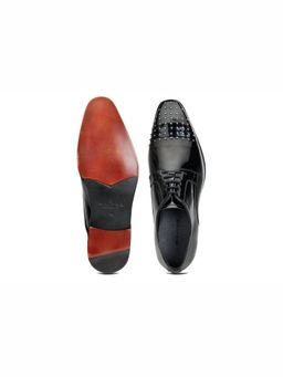 SHUTIQ - Beniz Laceup Black Lather Oxfords