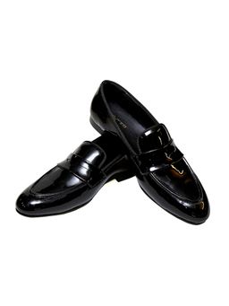 SHUTIQ - Black Patent With Bar Loafers