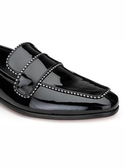SHUTIQ - Crocia Coal Black Lather Loafers