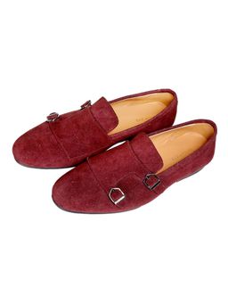 SHUTIQ - Double Monk Burgundy Shoes