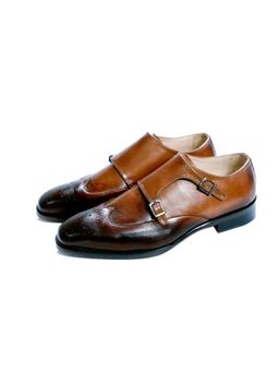 SHUTIQ - Enzo Double Monk Tan Burnished Shoes