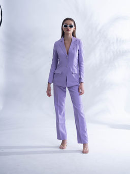 Myclo - Power - Lavender Blazer with Straight Pant Co-Ord (Set of 2)