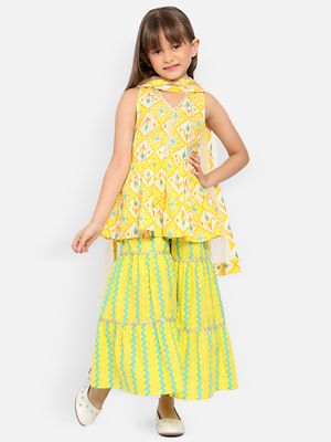 Nautinati Girls Sequinned Top With Sharara Dupatta main image 0