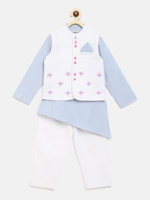Nautinati Boys Checked Hooded Pure Cotton Open Front Jacket main image 0