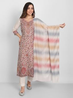 Zamour - White Acro Wool Unstitched Dress Material