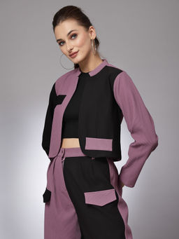 KASSUALLY - Mauve Mandarin Collared Shrugs