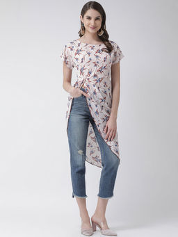 KASSUALLY - Off White Side Knot Asymmetric Dress