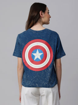 Free Authority - Official Captain America Women Printed Regular Fit T-Shirt
