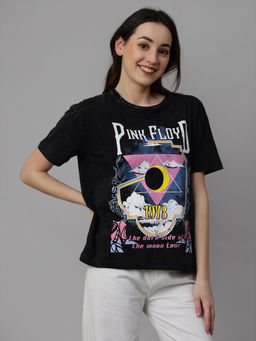 Free Authority - Official Women Pink Floyd Printed Oversized Fit T-Shirt