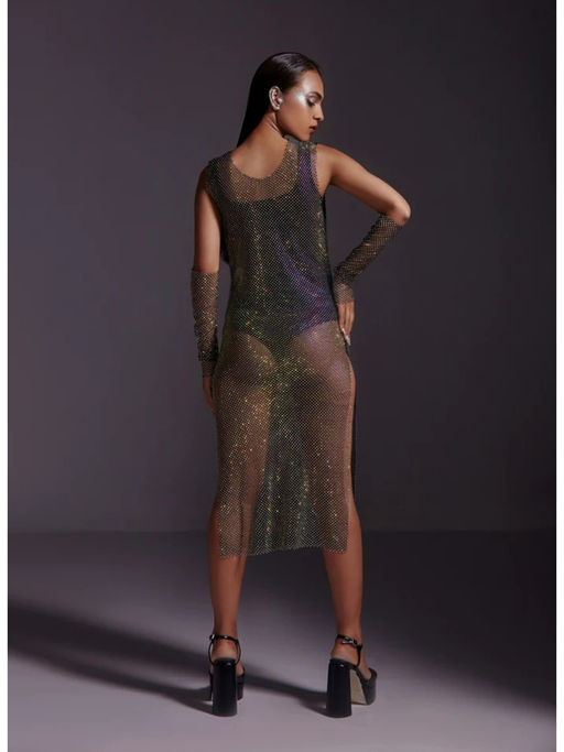 Buy The Clothing Factory Diamond Mesh Midi Dress-Black Online