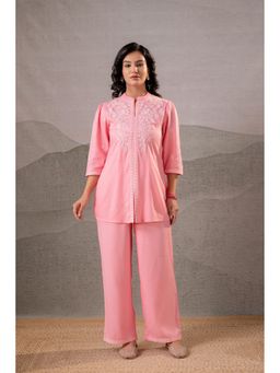 Juniper - Women Peach Bloom Embroidered Kurta With Pant