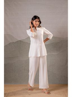 Juniper - Women Cotton Bloom White Embroidered Kurta With Pant